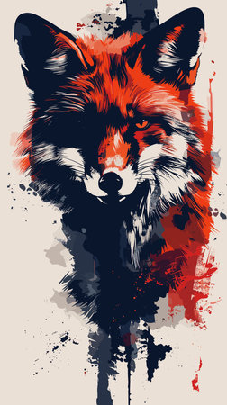Vector illustration of a fox head in grunge style. Can be used as a print on t-shirts and bags.のイラスト素材