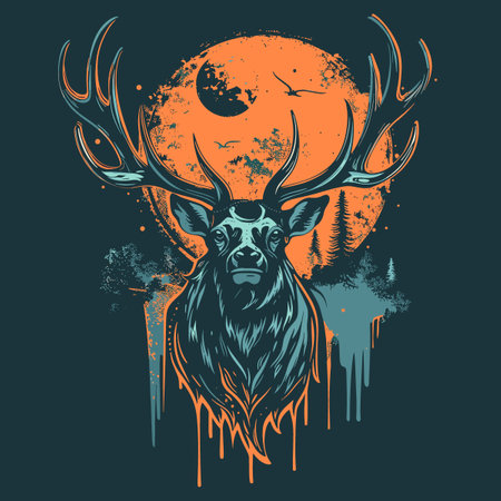 Deer head vector illustration for t-shirt and other uses.のイラスト素材
