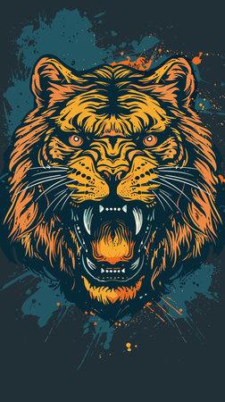 Tiger head on grunge background. Vector illustration for your designのイラスト素材