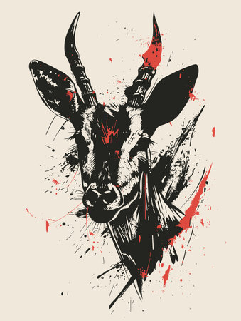 Grunge deer head with grunge splashes. Vector illustration.のイラスト素材