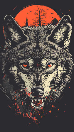 Wolf head. Vector illustration for t-shirt, poster, print.のイラスト素材