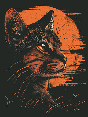 Portrait of cat with grunge effect. Vector Illustration.のイラスト素材