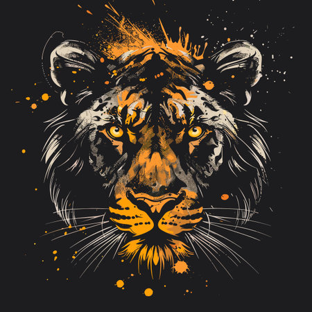 Tiger head. T-shirt print design. Vector illustration.のイラスト素材
