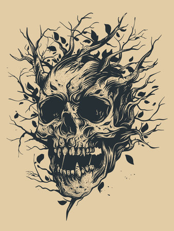 Abstract vector illustration of a skull for printing on a T-shirt.のイラスト素材