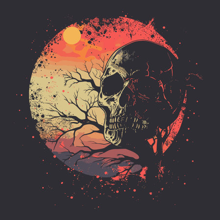 Abstract vector illustration of a skull for printing on a T-shirt.のイラスト素材