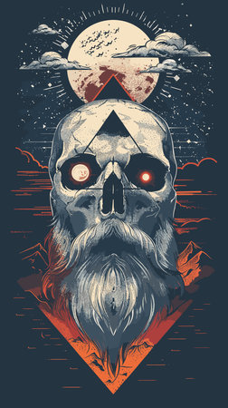 Abstract vector illustration of a skull for printing on a T-shirt.のイラスト素材
