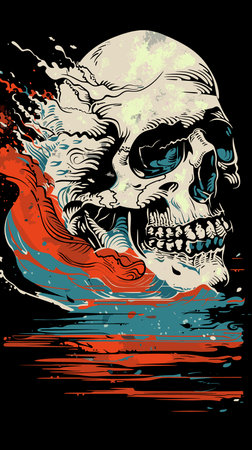 Abstract vector illustration of a skull for printing on a T-shirt.のイラスト素材