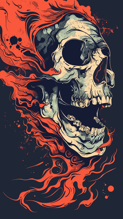 Abstract vector illustration of a skull for printing on a T-shirt.のイラスト素材