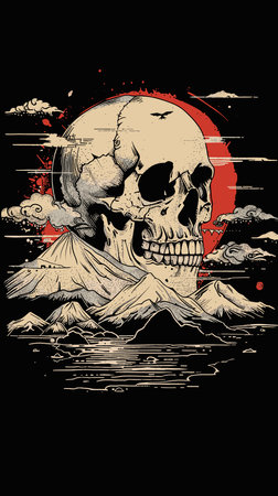 Abstract vector illustration of a skull for printing on a T-shirt.のイラスト素材