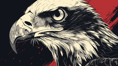 grunge eagle head on a grunge background. vector illustrationのイラスト素材