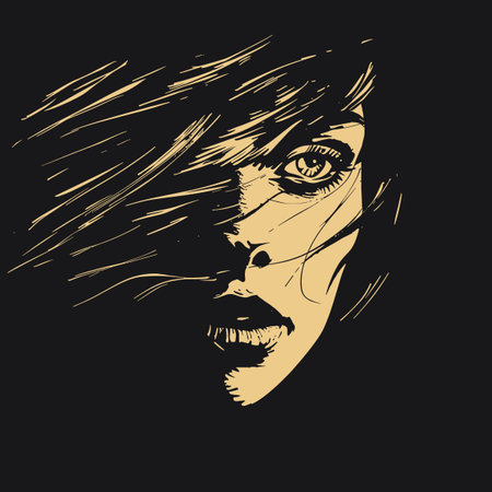 Beautiful woman face. Hand drawn vector illustration for your design.のイラスト素材