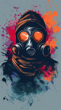 Gas mask. Grunge background. Vector illustration for your designのイラスト素材