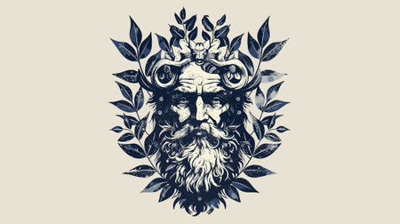 Vintage style vector illustration of a bearded man with a beard.のイラスト素材