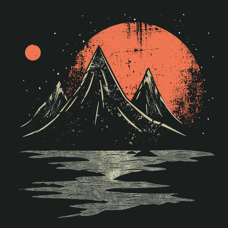 Mountain on the background of the rising sun. Vector illustration.のイラスト素材