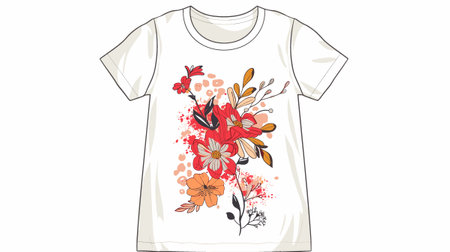 T-shirt with flowers. Vector illustration on a white background.のイラスト素材