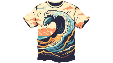 T-shirt design with surf and wave pattern. Vector illustration.のイラスト素材
