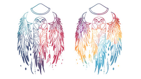 Angel wings and t-shirt design. Hand drawn vector illustration.のイラスト素材
