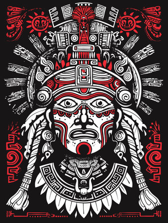 Tribal native american Indian chief vector illustration. T-shirt designのイラスト素材