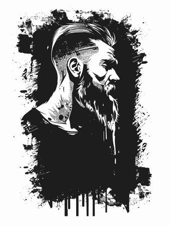 Hipster man with beard, vintage line drawing or engraving illustrationのイラスト素材
