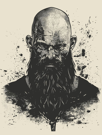 Hipster man with beard and mustache. Grunge illustrationのイラスト素材