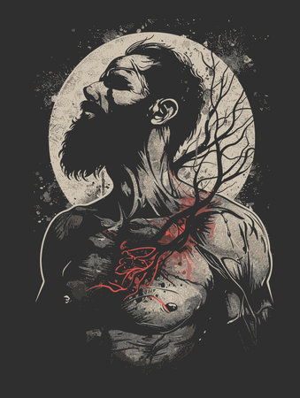 Human heart anatomy. Vector hand drawn illustration. Tattoo art.のイラスト素材