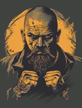 Man with beard and mustache. Vector illustration. Grunge style.のイラスト素材