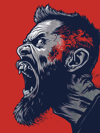 Angry gorilla. Grunge illustration for t-shirt designのイラスト素材
