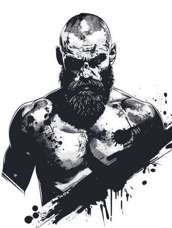 Brutal man with a beard. Vector illustration ready for vinyl cutting.のイラスト素材