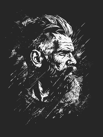 Portrait of a man with a beard and mustache. Vector illustration.のイラスト素材