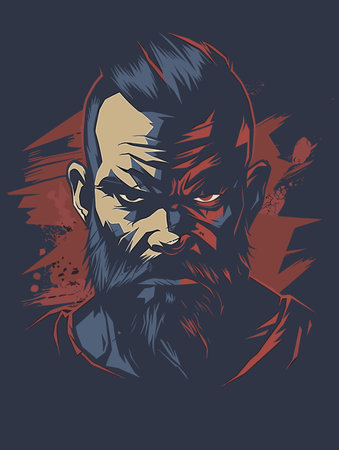Vector illustration of a man with beard and mustache in grunge style.のイラスト素材