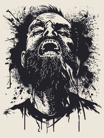 Vector illustration of an old man with a beard. Grunge style.のイラスト素材