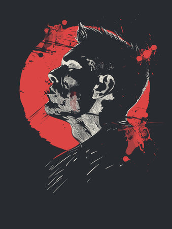 Portrait of a man in profile. Grunge vector illustration.のイラスト素材