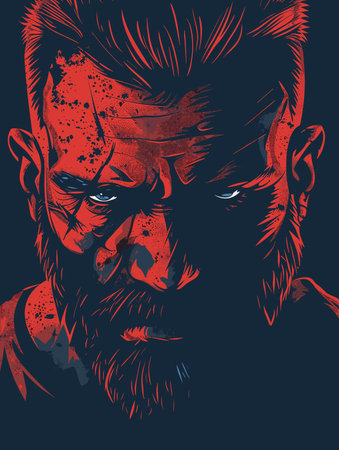 Portrait of a brutal man with a beard. Vector illustration.のイラスト素材