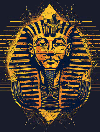 Egyptian pharaoh. Vector illustration for t-shirt print.のイラスト素材