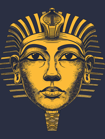 Egyptian pharaoh face. Hand drawn vector illustration for t-shirt.のイラスト素材