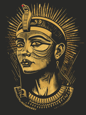 Tattoo art, sketch of the Egyptian pharaoh. Vector illustration.のイラスト素材