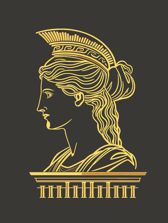 Ancient Greek woman. Vector illustration on a dark background. Isolated.のイラスト素材