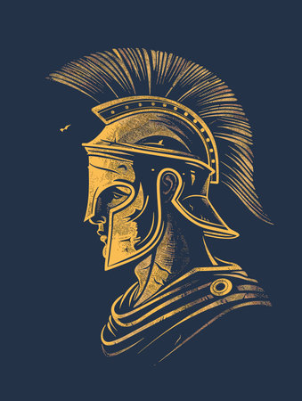 Spartan helmet. Vector illustration on a dark blue background.のイラスト素材