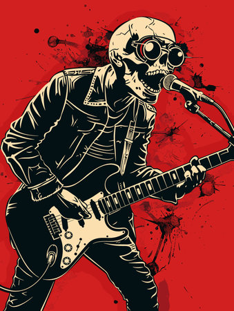 Guitar player. Vector illustration. Grunge style.のイラスト素材
