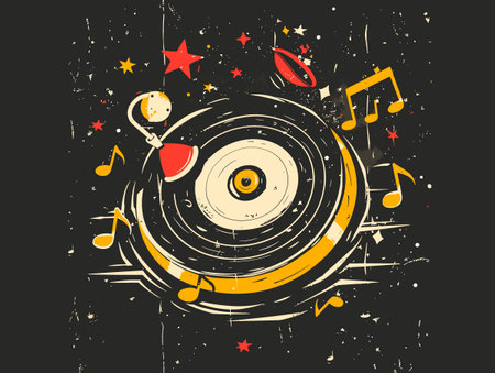 Retro vinyl record on a grunge background. Vector illustration.のイラスト素材