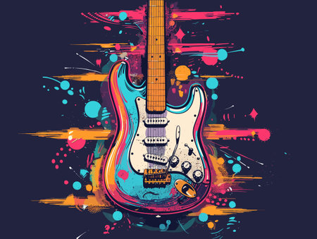 Guitar with colorful grunge background. Vector illustration for your designのイラスト素材