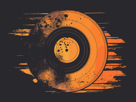 Grunge vinyl record on grunge background. Vector illustration.のイラスト素材