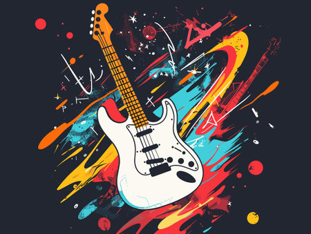 Guitar on grunge background. Vector illustration. Eps 10のイラスト素材