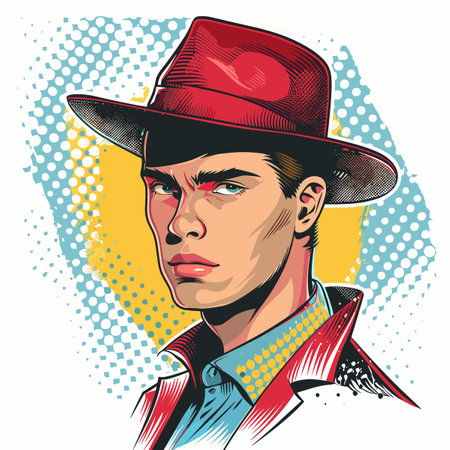 Man in a hat. Pop art retro vector illustration comic book styleのイラスト素材