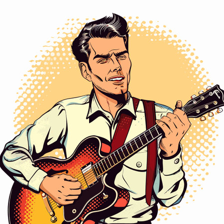 Guitar player. Retro style. Pop art retro vector illustrationのイラスト素材