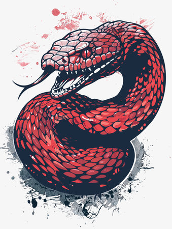 Vector hand drawn illustration of snake. Tattoo design. Template for card, poster, banner, print for...