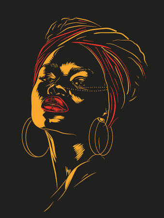 Portrait of a beautiful African American woman. Vector illustration for your designのイラスト素材