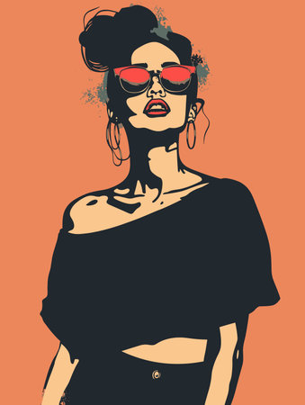 Vector illustration of a beautiful girl with long hair in sunglasses. fashion girlのイラスト素材