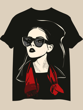 Fashion girl in sunglasses. T-shirt design. Vector illustration.のイラスト素材