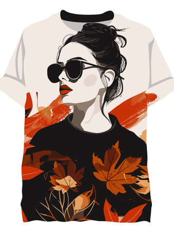 T-shirt print design with fashion girl in sunglasses. Vector illustration.のイラスト素材